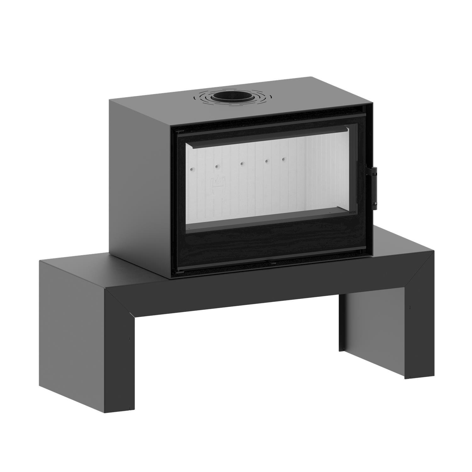 Freistehender Kamin CF 800-4mm auf einer Bank - Image 4