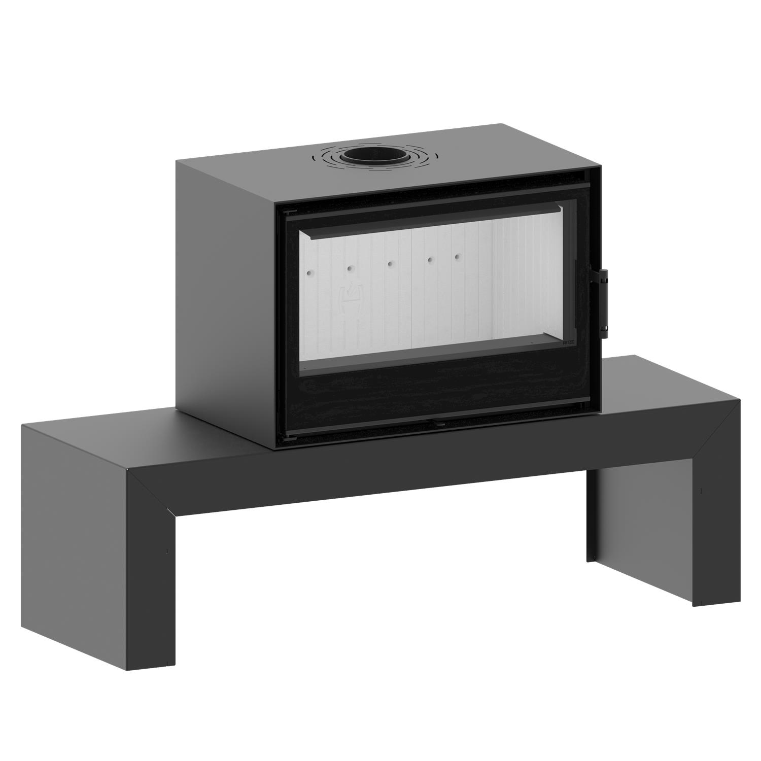 Freistehender Kamin CF 800-4mm auf einer Bank - Image 5