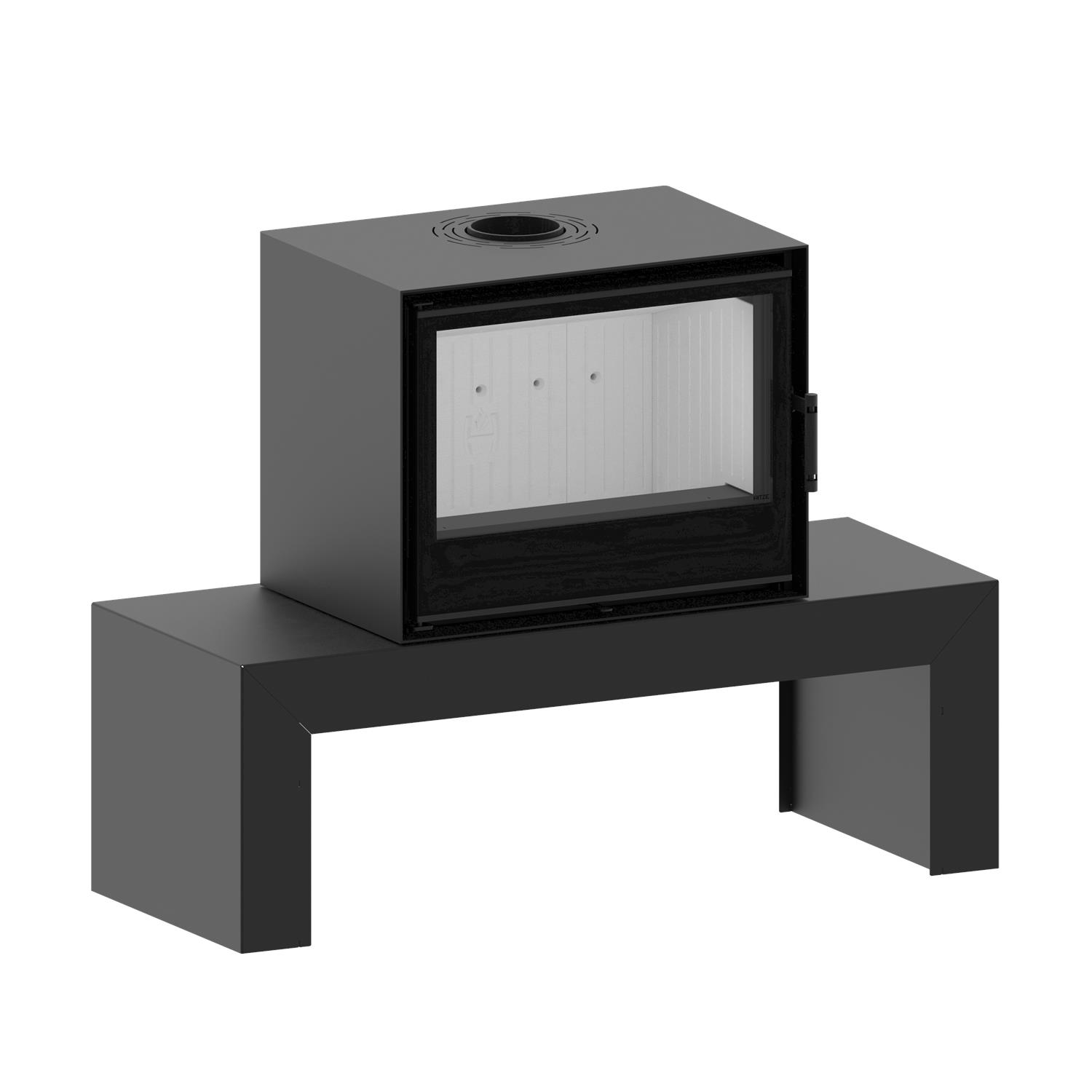 Freistehender Kamin CF 700-4mm auf einer Bank - Image 5