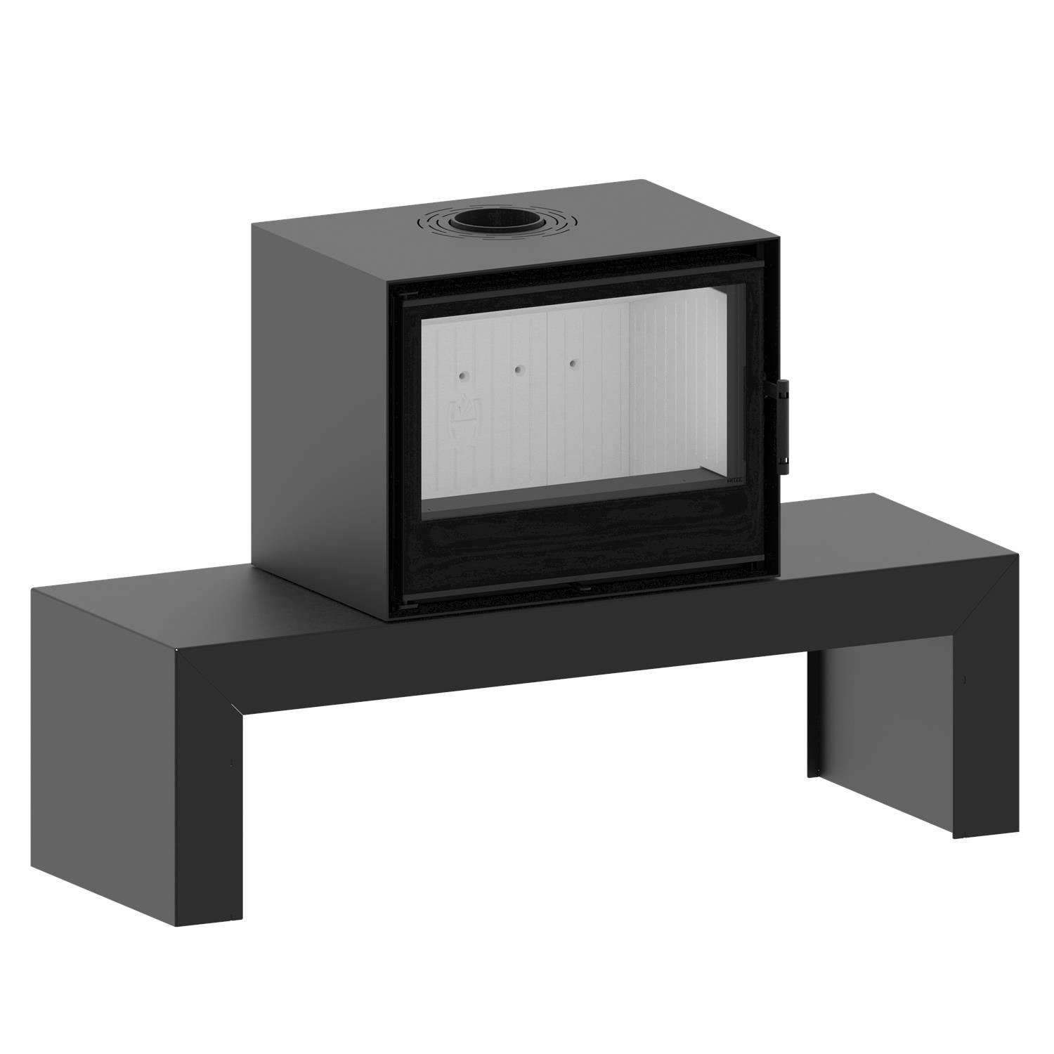 Freistehender Kamin CF 700-4mm auf einer Bank - Image 4